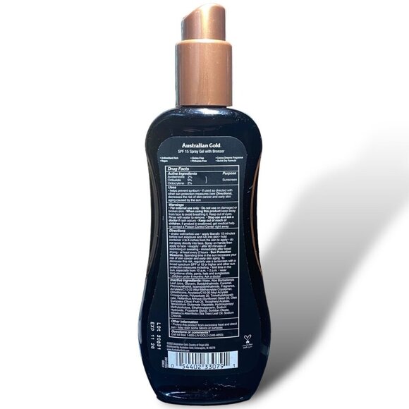 Australian Gold Spray Gel Sunscreen 8 Fl Oz Instant Bronzer SPF 15 ~ Lot of 2 - Picture 2 of 2